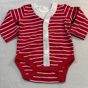 Vitamin's Baby - Red and White Striped Long Sleeve One Piece Top